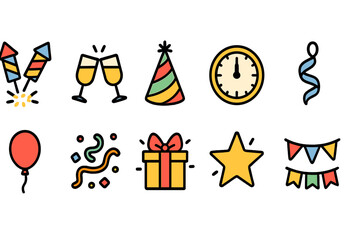 Fototapeta premium Party celebration icon set. fun, party, 3d icons for festive occasions.