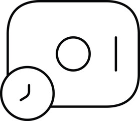 Vector art of camera with clock, time lapse, delayed photography
