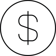 Vector art of black and white dollar sign inside a circle