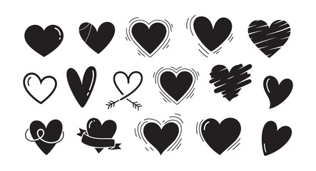 Set of Heart silhouette vector illustration