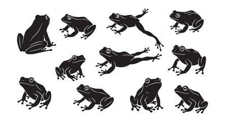 Set of Frog silhouette vector illustration