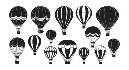 Set of Hot Air Balloon silhouette vector illustration