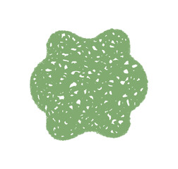 Groovy green scallop shape with crayon hatched border and retro sketch shading. Abstract graphic frame and chalk background, vintage y2k look for bold art trendy creative concepts.