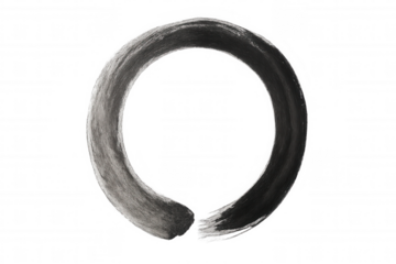 Ensō zen brushstroke circle, symbolizing enlightenment, universe, and absolute design on transparent background