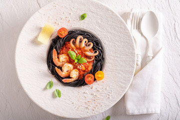 Exclusive spaghetti bolognese as high-quality food in sophisticated restaurant.