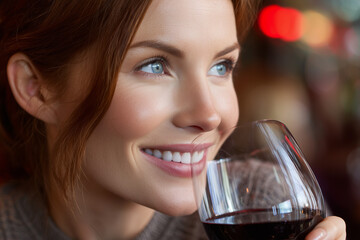woman with glass of red wine