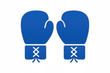 Pair of blue boxing gloves representing sport, competition, and fighting spirit on a transparent background