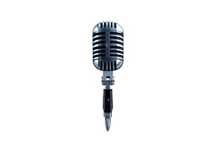 Fototapeta premium Futuristic Silver Podcast Microphone with Neon Tech Elements PNG