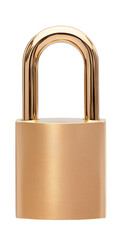 Fototapeta premium Secure your assets with this gleaming, polished brass padlock, symbolizing trust, protection, and robust security for all your important possessions. transparent background