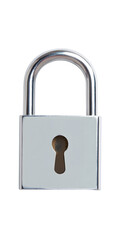 Naklejka premium Secure your valuables with this gleaming silver padlock, offering robust protection and peace of mind for your important items and assets. transparent background