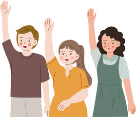 Fototapeta premium people raise hands voting
