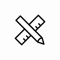 pencil ruler cross icon sign vector