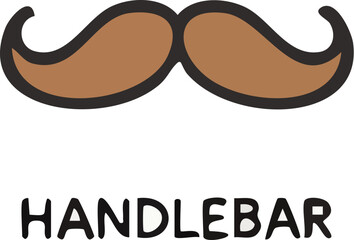 Fototapeta premium Brown Handlebar Mustache Cartoon Illustration with Text.