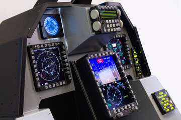 Electronic controls of the aircraft on the stand