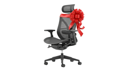 Ergonomic Chair with Red Bow and Modern Design
