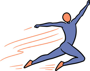 Dynamic stick figure running with motion lines in hand-drawn style, transparent background  