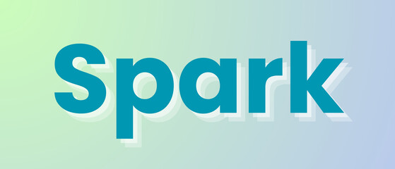 Spark Typography in Bold Teal Letters with White Shadow on Gradient Background for Creative Branding, Educational Graphics, Social Media Campaigns, and Commercial Visual Identity Projects