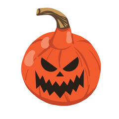 Halloween pumpkin face with a variety of scary and happy expression. Jack-o-lantern vector flat illustration with funny, and scary eyes