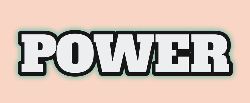 POWER Typography in Bold White Letters with Black Outline and Green Shadow for Strength-Themed Branding, Motivational Graphics, Social Media Campaigns, and Commercial Visual Identity Projects
