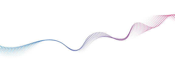 Flowing Dot Wave halftone gradient pattern on transparent background	