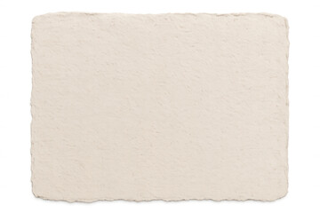 Obraz premium Beige handmade textured paper with deckle edge, vintage craft parchment background, transparent