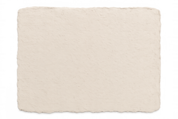 Beige handmade textured paper with deckle edge, vintage craft parchment background, transparent