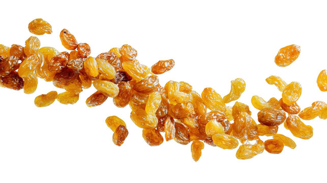 A delicious trail of sweet golden raisins scattered.