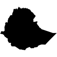 Editable detailed black vector silhouette of the African country of Ethiopia.