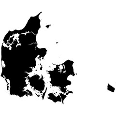 Editable detailed black vector silhouette of the European country of Denmark.