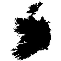 Editable detailed black vector silhouette of the European country of Ireland.