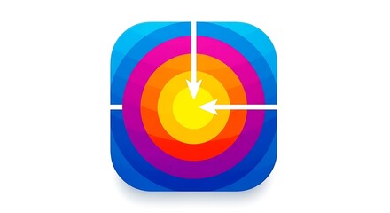 Colorful Target Icon with Arrows with Concept of Precision, Accuracy, and and Focus.