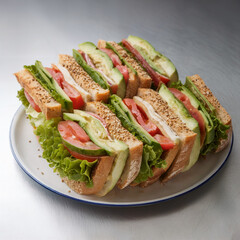 Vegetable sandwiches. Plant-based diet. Vegetarian hea