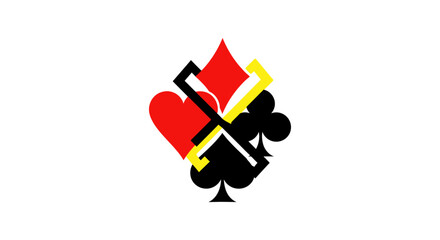 playing card suits heart diamond club spade in bold colors for a casino themed event symbolizing entertainment  luck with a retro vibe