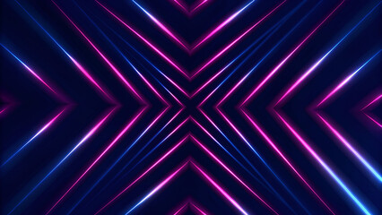Obraz premium Dynamic futuristic abstract background with glowing blue and pink neon light lines and reflections