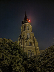 church at night