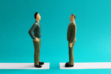 Meeting point for two executives at the end of different paths