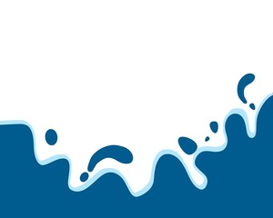 Illustration of a blue liquid splash on a white background. Abstract wavy background. Illustration of liquid products such as water, syrup, and other liquids.