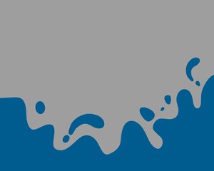 Illustration of a blue liquid splash on a grey background. Abstract wavy background. Illustration of liquid products such as water, syrup, and other liquids.