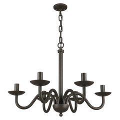 Isolated five light chandelier in a metal finish, ideal for home decor and interior design projects. It is on a transparent background for easy integration.