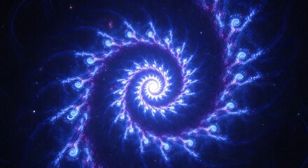 Cosmic Spiral Abstract swirling galaxy pattern against a starry night sky.