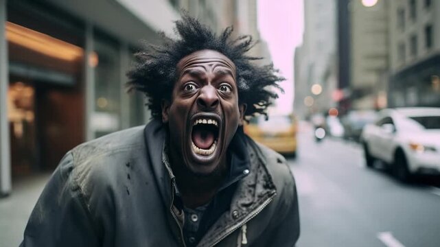 Man screaming on a street