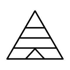 Vector art of pyramid scheme diagram, illustrating a hierarchical structure with layers and a triangular base, emphasizing stability