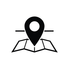 Solid location pin icon on folded map abstract graphic -  icon vector illustration - Logo vector icon symbol stock illustration