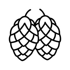 Vector art of hop aromatic flower cone of the hop plant ingredient for beer production agriculture, brewery, and food concept