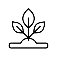 Vector art of minimalist vector illustration of a plant growing from soil, symbolizes growth, nature, and sustainability with clean lines