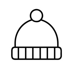 Vector art of winter hat icon a simple line drawing of a knitted hat with a pompom perfect for winter designs and holiday projects