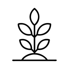 Vector art of minimalist vector illustration of a plant growing from the ground, symbolizes growth, nature, and resilience with clean lines