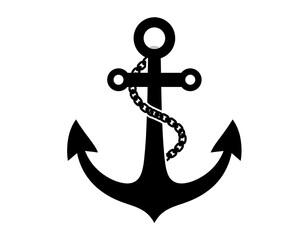 Simple black anchor on white background