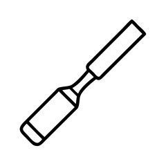 Vector art of chisel line icon carpentry tool, woodworking equipment, joinery instrument, vector outline illustration
