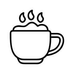 Illustration of a cup of coffee with cream and steam, , perfect for a cafe or restaurant menu design element